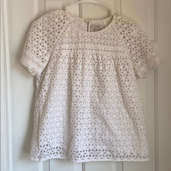 J. Crew Tops - J. Crew White Eyelet Short Sleeve Top